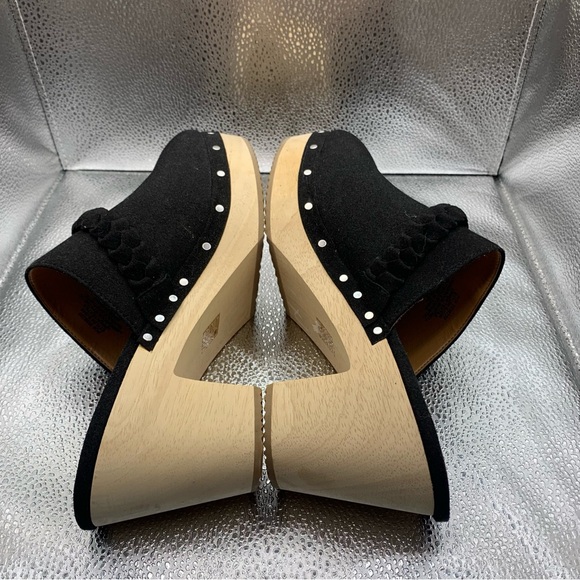 J.Crew Women's Sueded Vegan Leather Clogs Black With Silver Stud Detail 9.5 - Picture 8 of 9